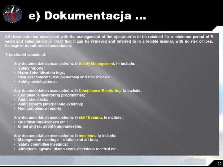 e) Dokumentacja … 65 
