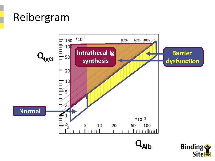 Reibergram QIg. G Intrathecal Ig synthesis Barrier dysfunction Normal QAlb 