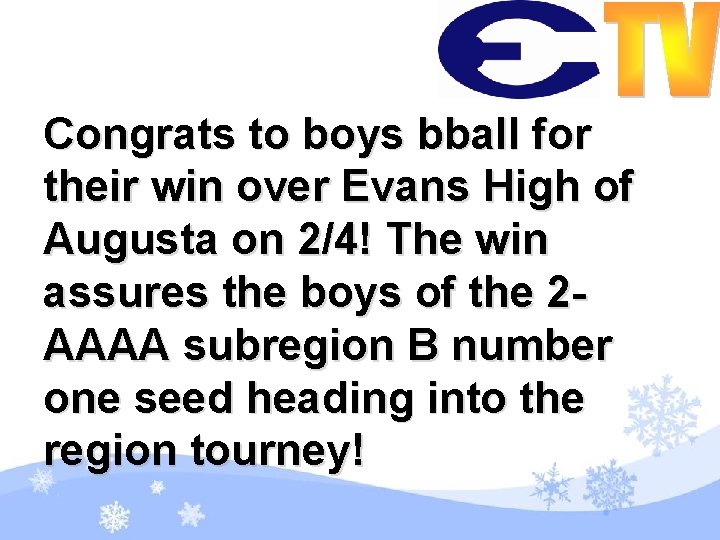 Congrats to boys bball for their win over Evans High of Augusta on 2/4!