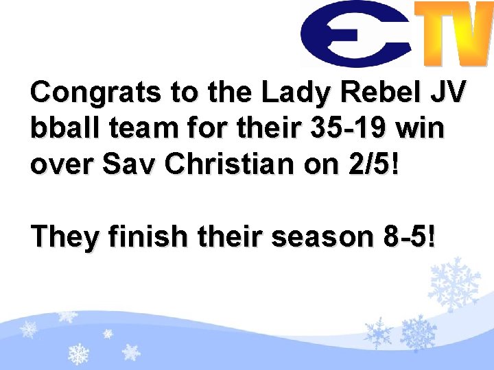 Congrats to the Lady Rebel JV bball team for their 35 -19 win over
