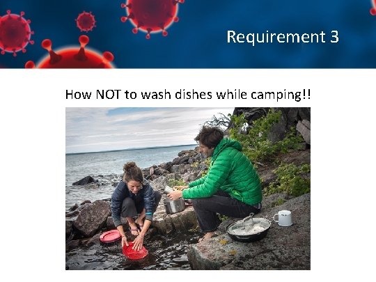 Requirement 3 How NOT to wash dishes while camping!! 