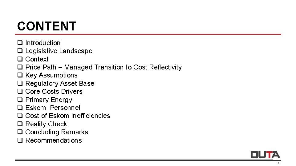 CONTENT q q q q Introduction Legislative Landscape Context Price Path – Managed Transition