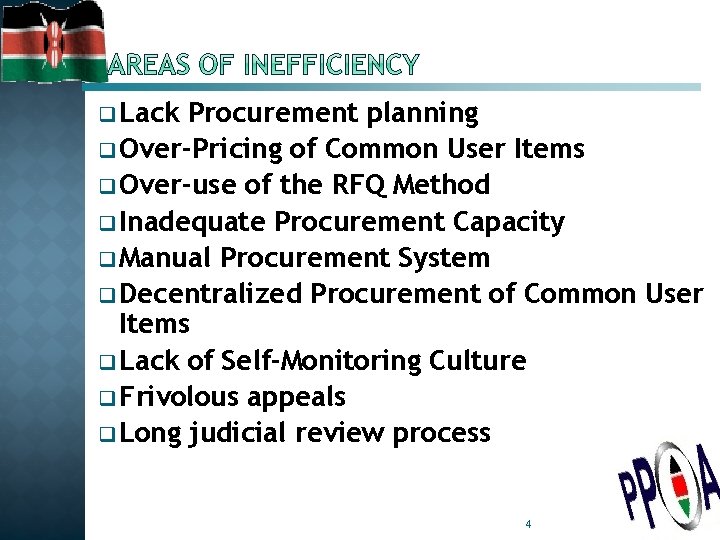 q Lack Procurement planning q Over-Pricing of Common User Items q Over-use of the