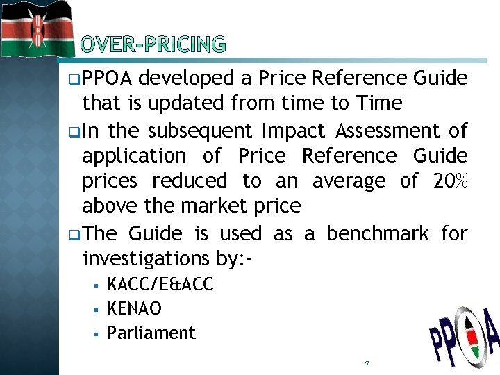 q PPOA developed a Price Reference Guide that is updated from time to Time