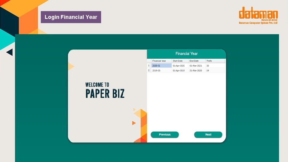 Login Financial Year 
