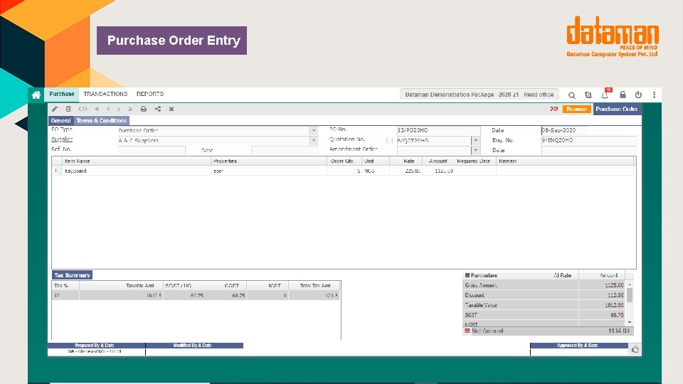 Purchase Order Entry 