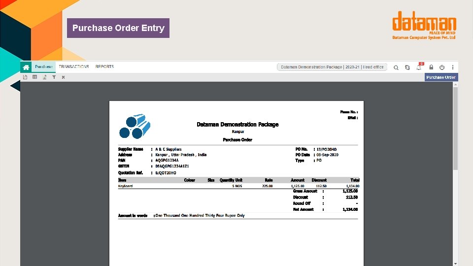 Purchase Order Entry 
