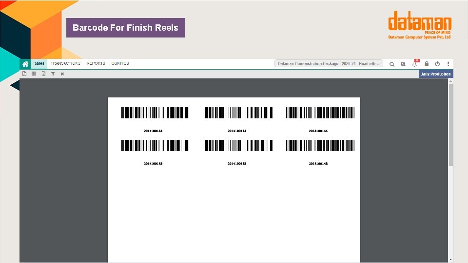 Barcode For Finish Reels 