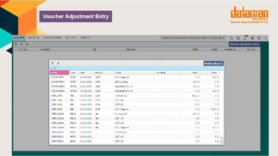 Voucher Adjustment Entry 
