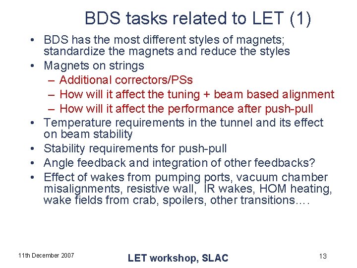 BDS tasks related to LET (1) • BDS has the most different styles of