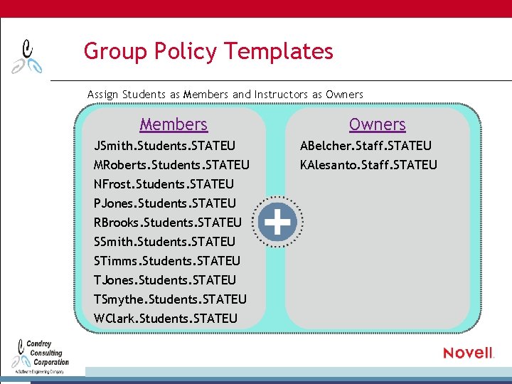 Group Policy Templates Assign Students as Members and Instructors as Owners Members Owners JSmith.