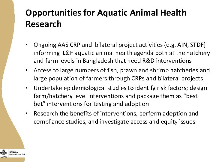 Aquatic Animal Health Flagship in LF Bangladesh Partho