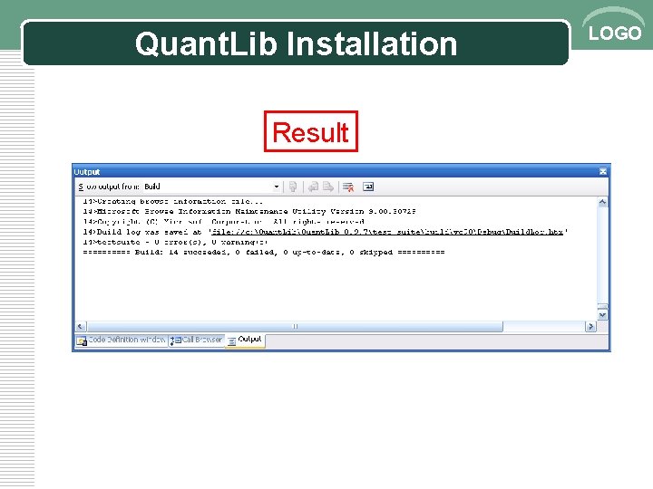 Quant. Lib Installation Result LOGO 