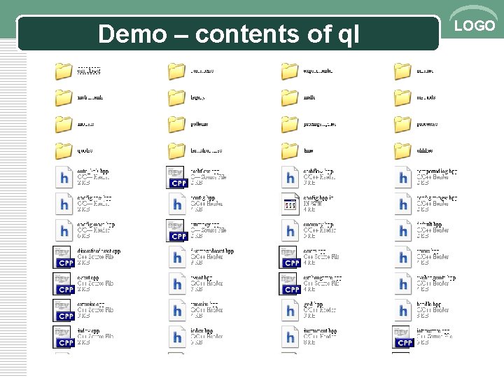 Demo – contents of ql LOGO 