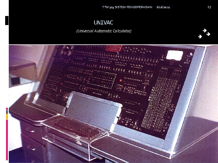 TTM 309 SISTEM PENGOPERASIAN UNIVAC (Universal Automatic Calculator) 6/16/2021 25 