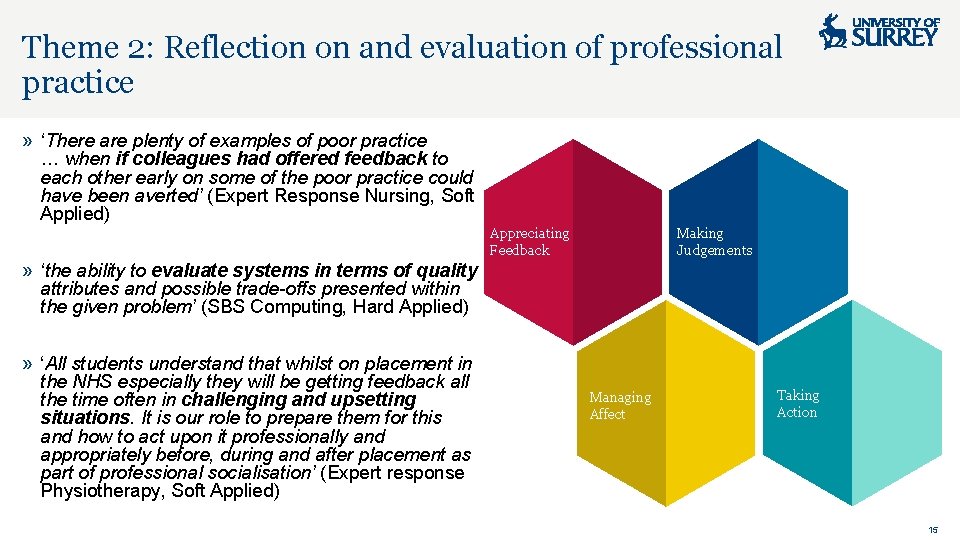 Theme 2: Reflection on and evaluation of professional practice » ‘There are plenty of