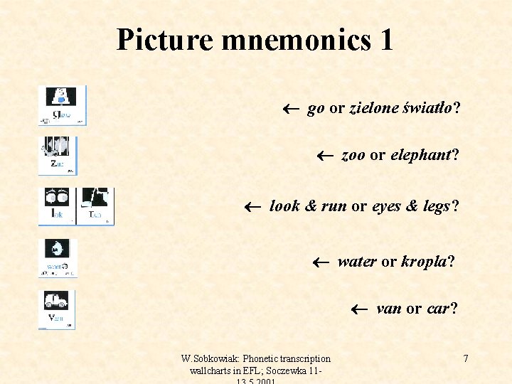 Picture mnemonics 1 go or zielone światło? zoo or elephant? look & run or