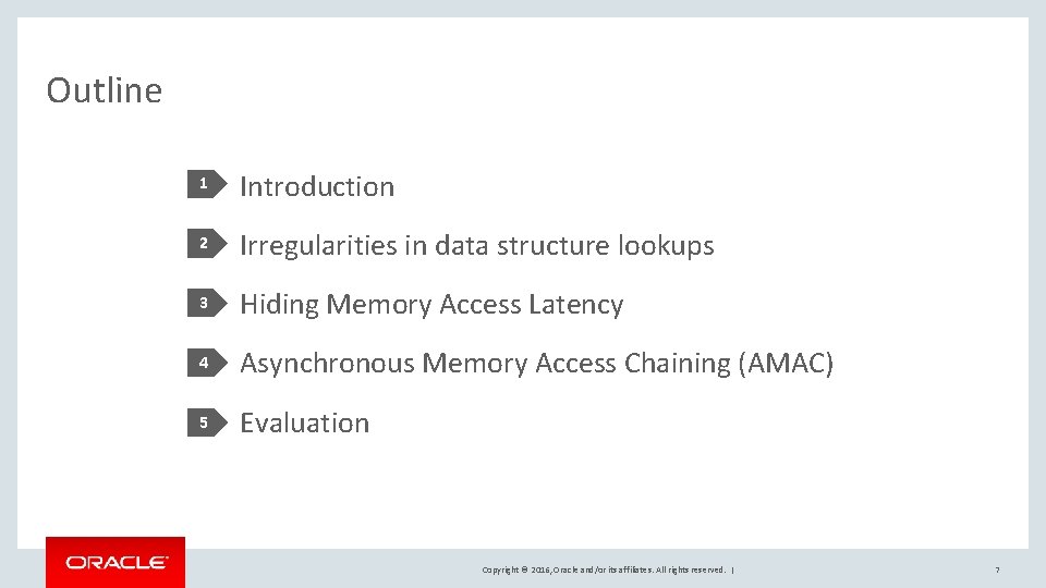 Outline 1 Introduction 2 Irregularities in data structure lookups 3 Hiding Memory Access Latency