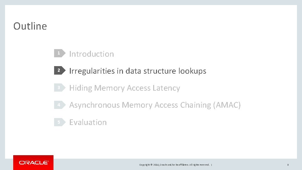 Outline 1 Introduction 2 Irregularities in data structure lookups 3 Hiding Memory Access Latency