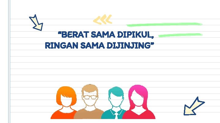 “BERAT SAMA DIPIKUL, RINGAN SAMA DIJINJING” 