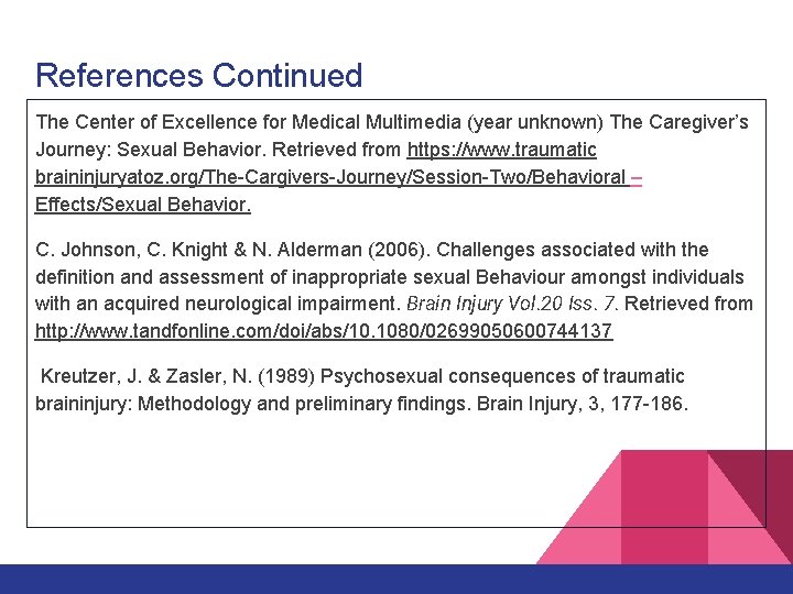 References Continued The Center of Excellence for Medical Multimedia (year unknown) The Caregiver’s Journey: