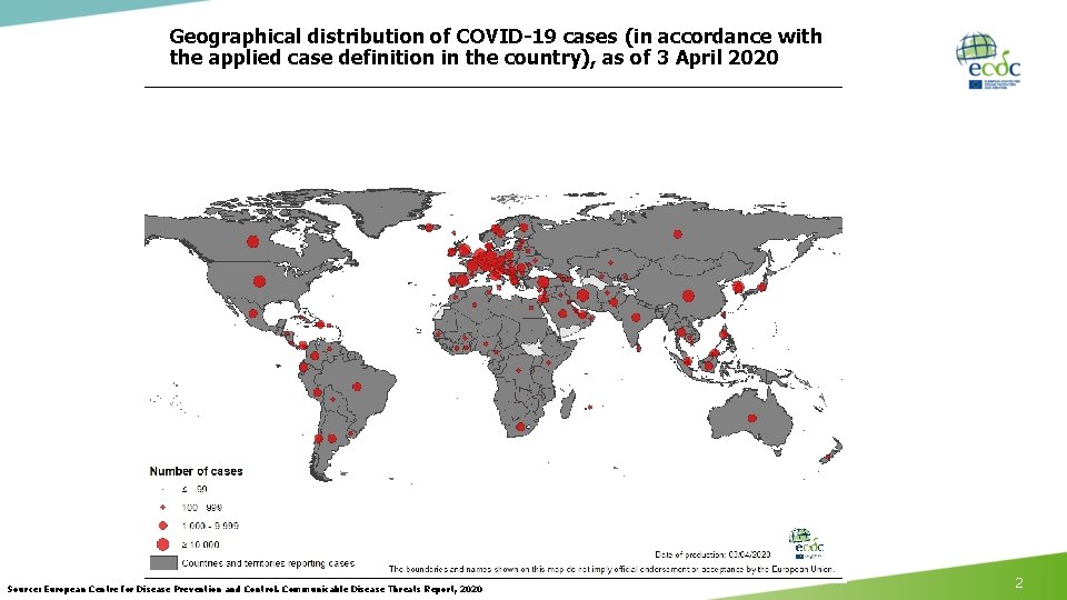 Geographical distribution of COVID-19 cases (in accordance with the applied case definition in the