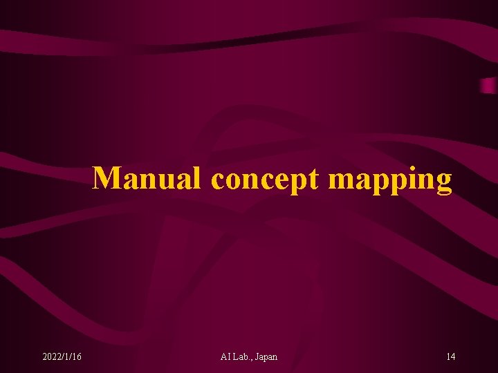 Manual concept mapping 2022/1/16 AI Lab. , Japan 14 