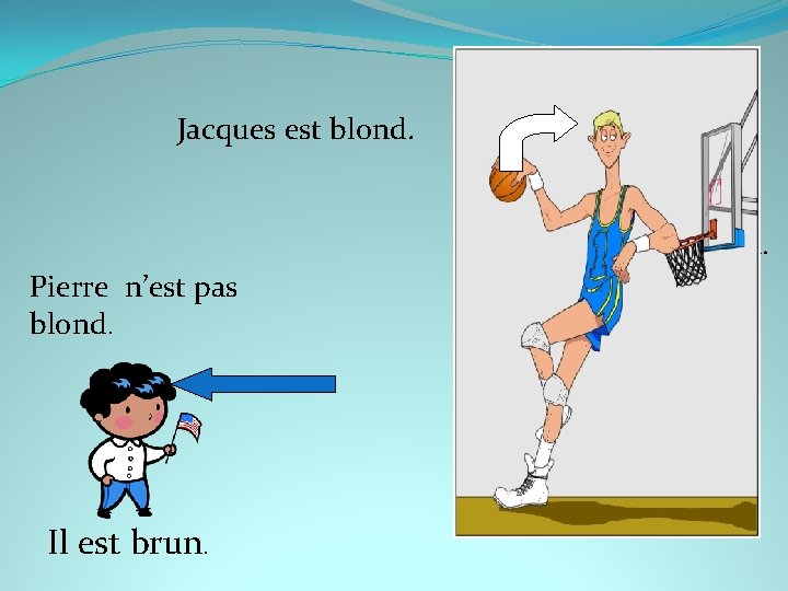 Jacques est blond. �Pierre n’est pas blond. Il est brun. 