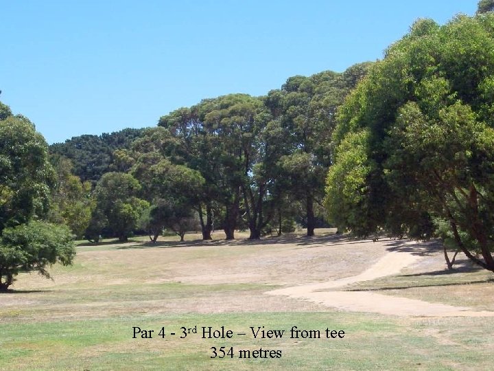 Par 4 - 3 rd Hole – View from tee 354 metres 