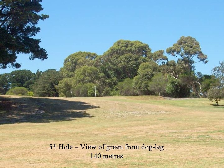 5 th Hole – View of green from dog-leg 140 metres 