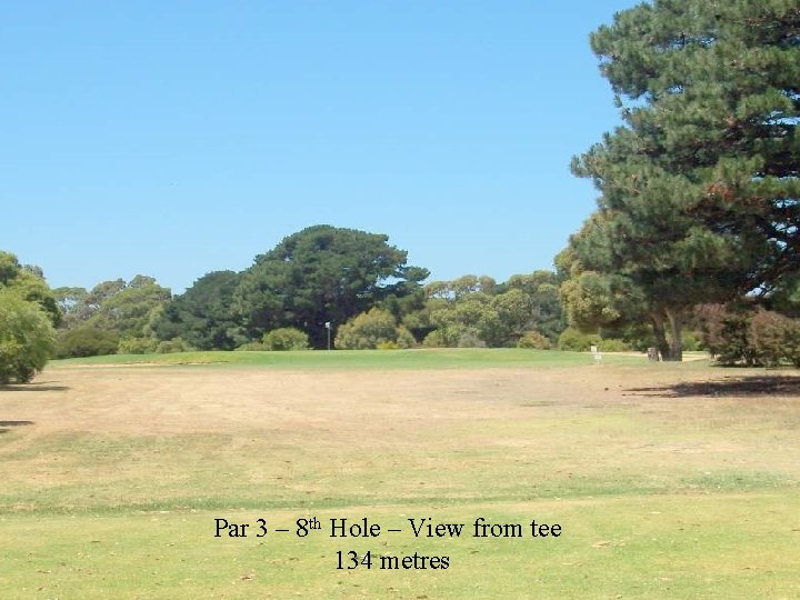 Par 3 – 8 th Hole – View from tee 134 metres 