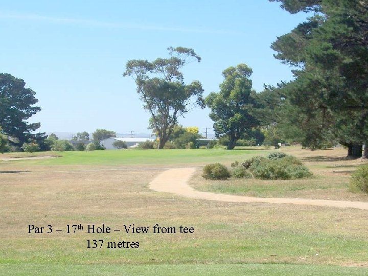 Par 3 – 17 th Hole – View from tee 137 metres 