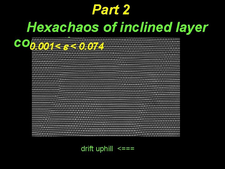 Part 2 He. Hexachaos of inclined layer convection 0. 001< < 0. 074 drift