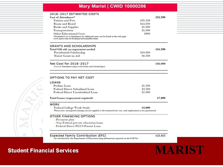 Student Financial Services MARIST 