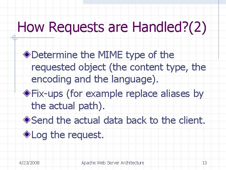 How Requests are Handled? (2) Determine the MIME type of the requested object (the