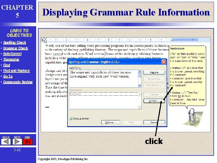 CHAPTER 5 Displaying Grammar Rule Information LINKS TO OBJECTIVES • • Spelling Check Grammar