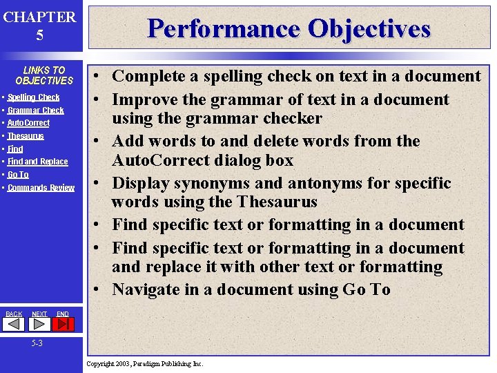 Chapter 5 CHAPTER 5 LINKS TO OBJECTIVES Spelling