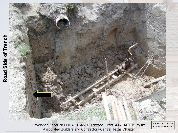 Road Side of Trench • Note that the ground surface on the road side