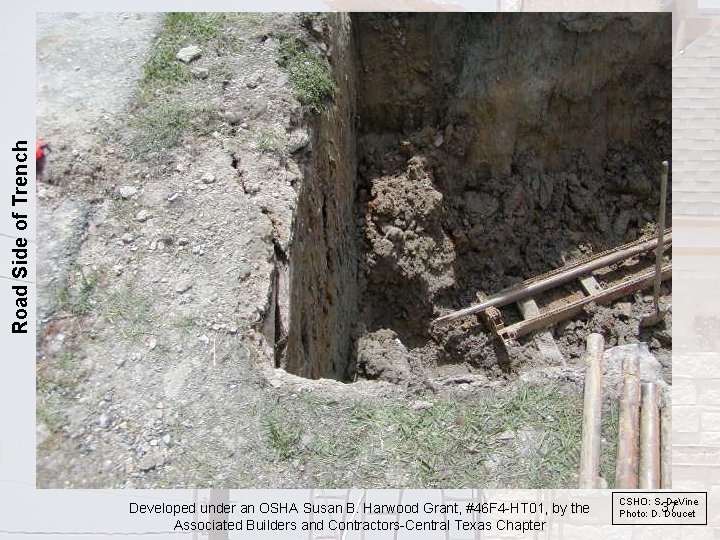 Road Side of Trench • Note the ground surface on the road side of