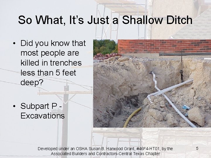 So What, It’s Just a Shallow Ditch • Did you know that most people