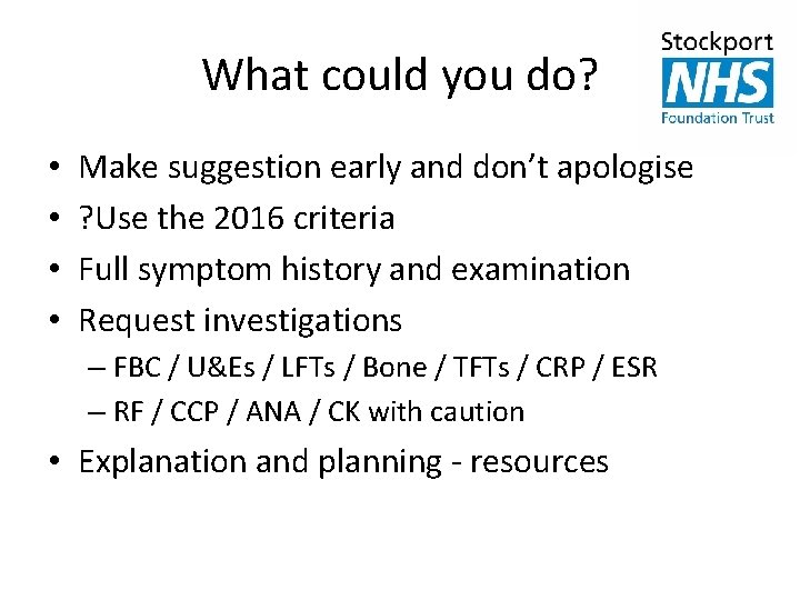 What could you do? • • Make suggestion early and don’t apologise ? Use