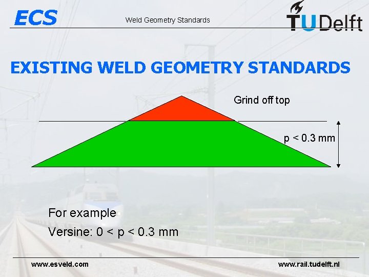 ECS Weld Geometry Standards EXISTING WELD GEOMETRY STANDARDS Grind off top p < 0.