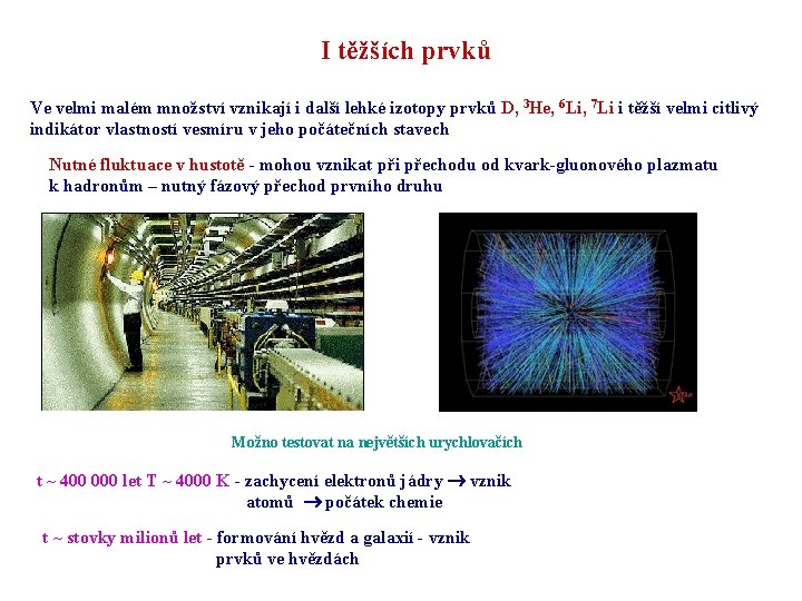 I těžších prvků Ve velmi malém množství vznikají i další lehké izotopy prvků D,