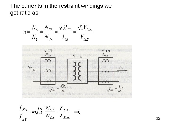 The currents in the restraint windings we get ratio as, = 0 32 