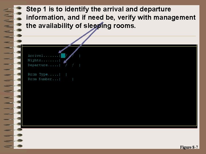 Step 1 is to identify the arrival and departure information, and if need be,