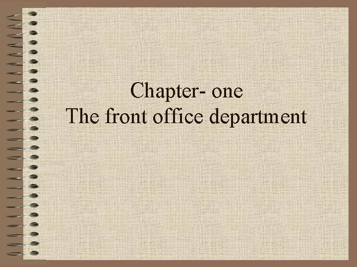 Chapter- one The front office department 