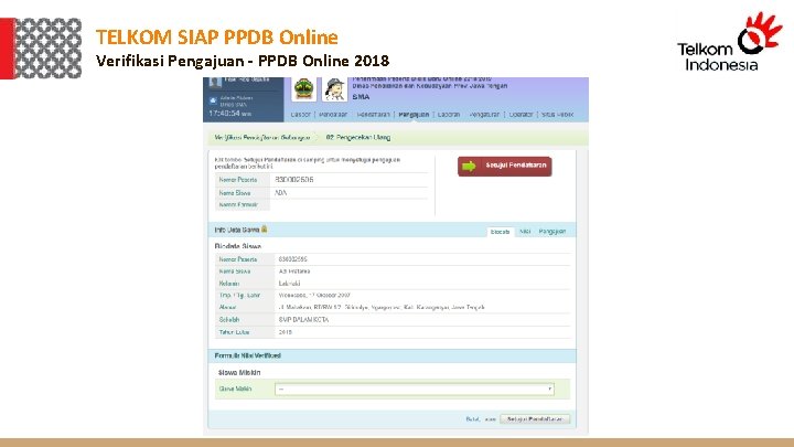 TELKOM SIAP PPDB Online Verifikasi Pengajuan - PPDB Online 2018 