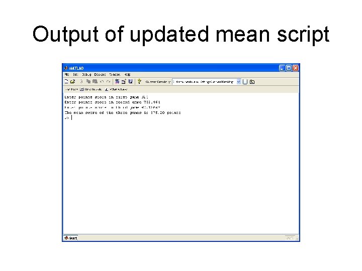 Output of updated mean script 