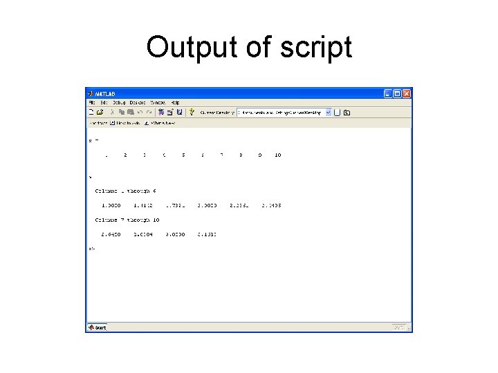 Output of script 