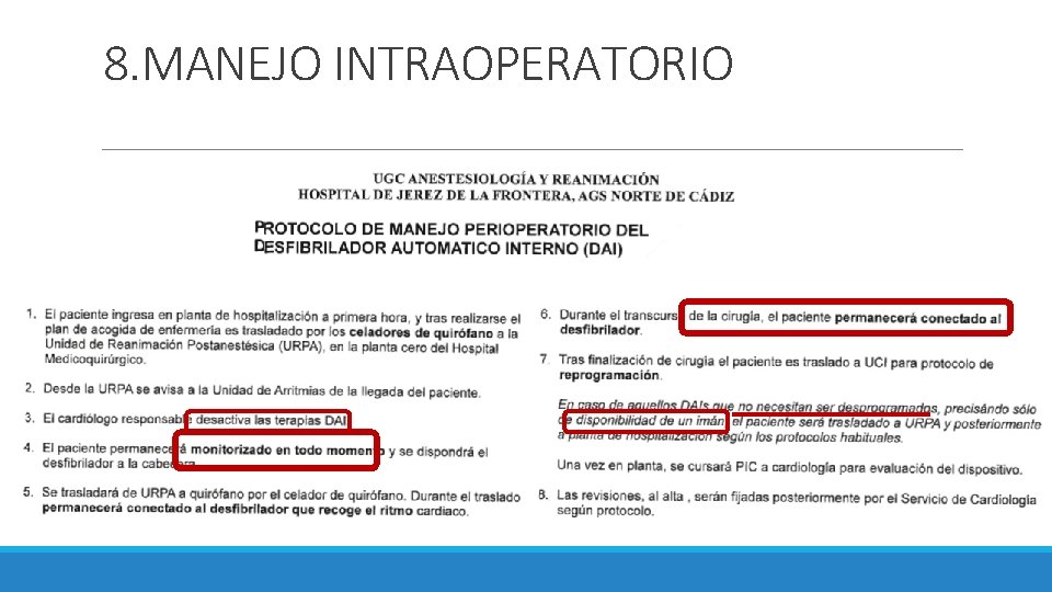 8. MANEJO INTRAOPERATORIO 